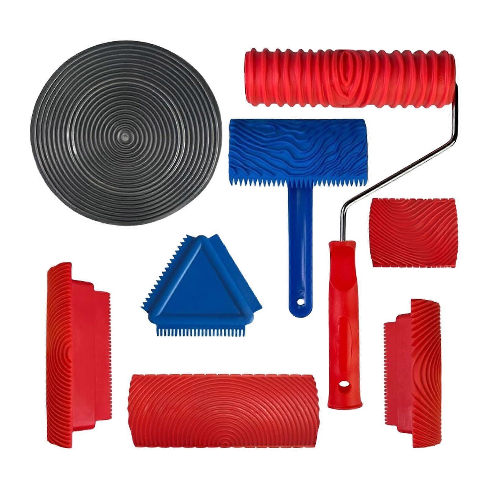 8Piece Paint Roller Set with Plastic Rollers for Interior Wall Applications, Daily Use