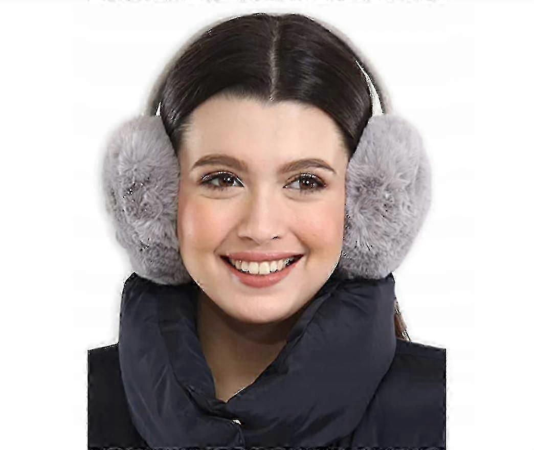 Ladies Winter Warm Soft Fleece Earmuffs (gray)
