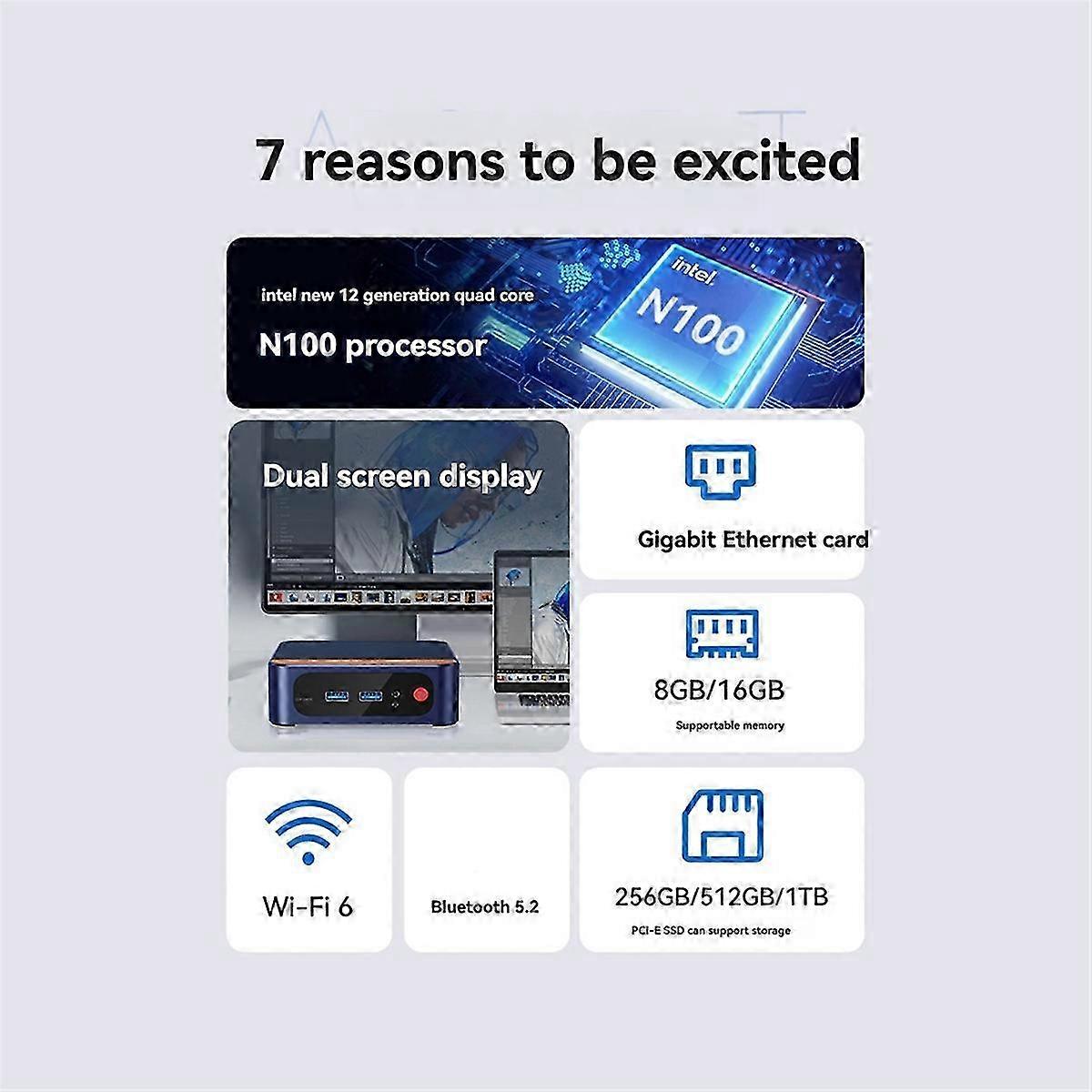 N100 Mini Pc 8gb/128gb Win11 Pro Eu Plug