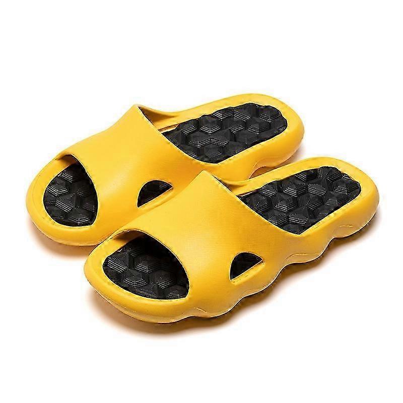 22 new four seasons men and women home soft bottom two-color couples non-slip bathroom bath massage net red sandals and slippers 39-40 yellow black ba