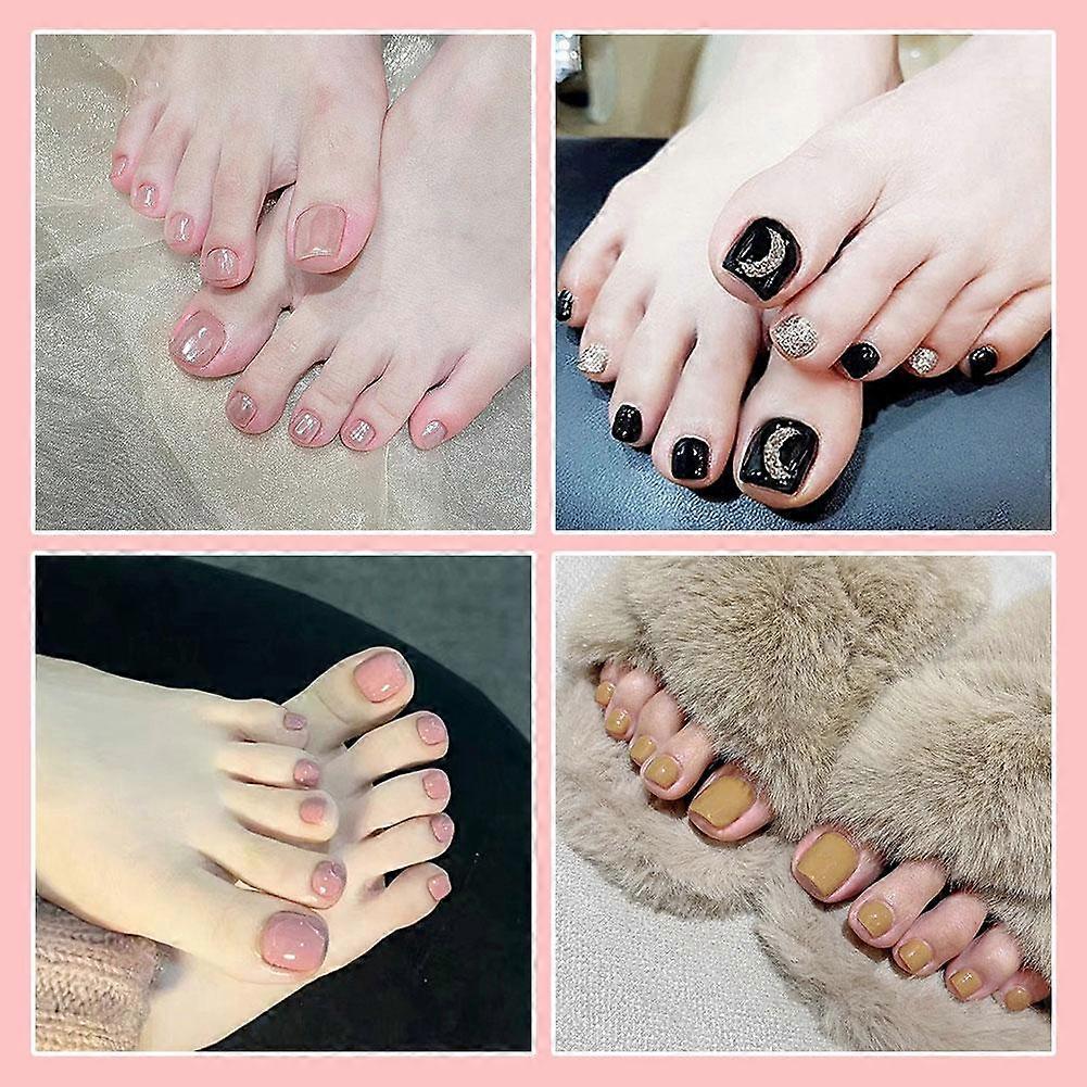 F071 Pure color lotus root powder (F) $ Toenail patch nail patch wearable removable toenail nail patch 24 pieces