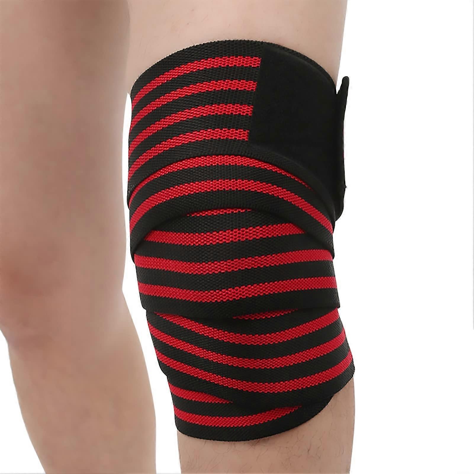 Compression Knee Wrap, Leg Support for Squats, Weightlifting, Running, Fitness Massage, Single Pack (Color: RED, Size: One Size)
