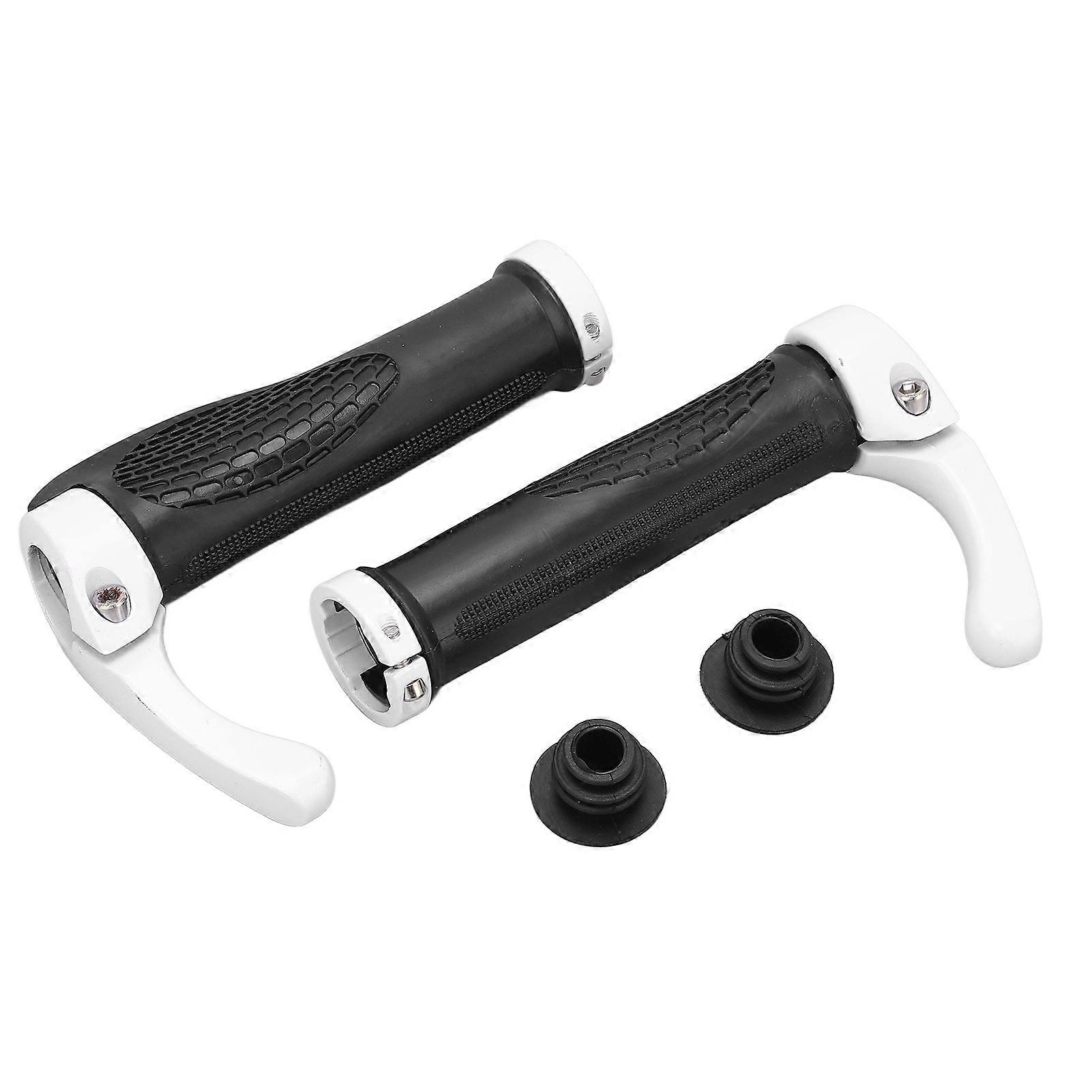 Bicycle Handlebar Grips Ergonomic Anti Skid Handle Bar Grips Cycling Handle End LockWhite YMQX)