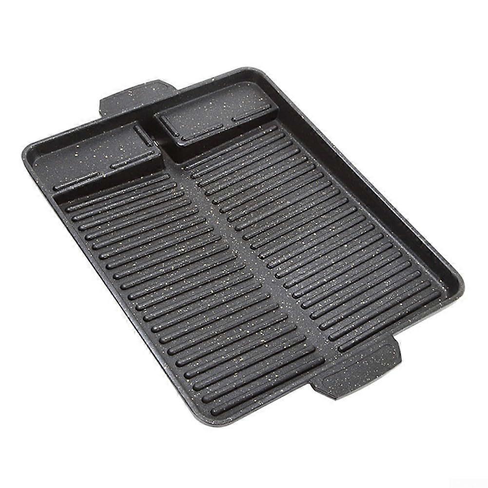 Rectangular grill plate with unique design, the tool for outdoor cooking enthusiasts.