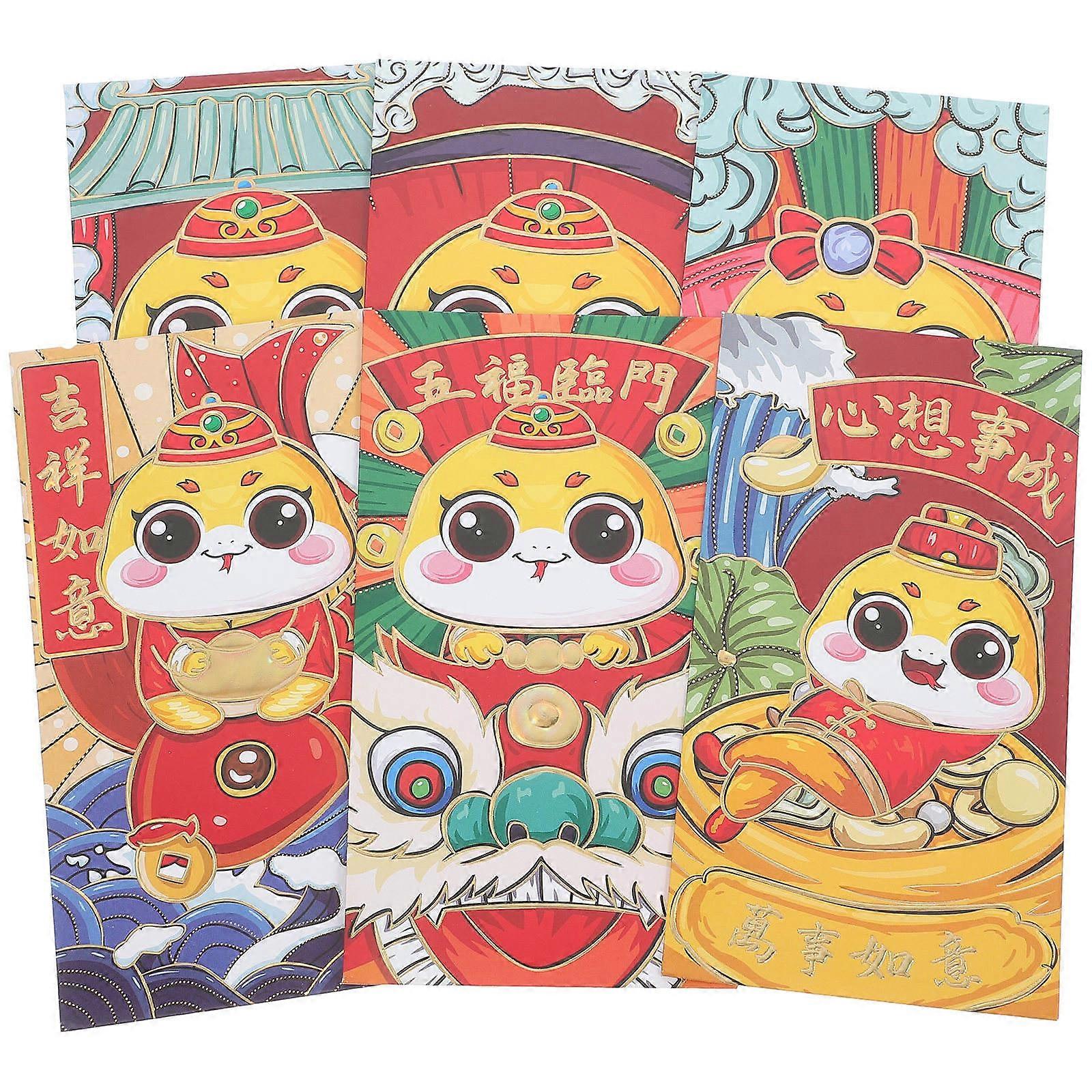 Red Envelopes Chinese New Year Coin Red Envelopes Set Lucky Money Packets For present Giving 6Pcs