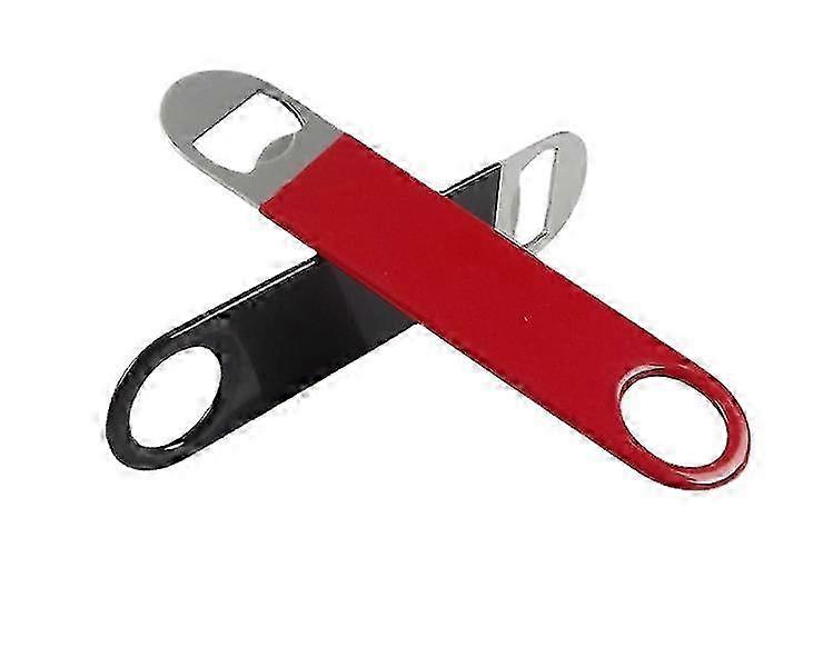Set of 2 Stainless Steel Beer Bottle Openers with Coated Handle - Durable Bar Blade Tools for Home or Outdoor Use