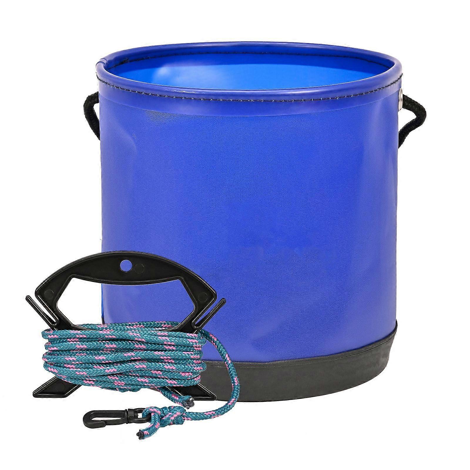 Fishing bucket for angling, water bucket, fishing bag with rope, fishing barrels, containers, foldable dualpurpose box, blue