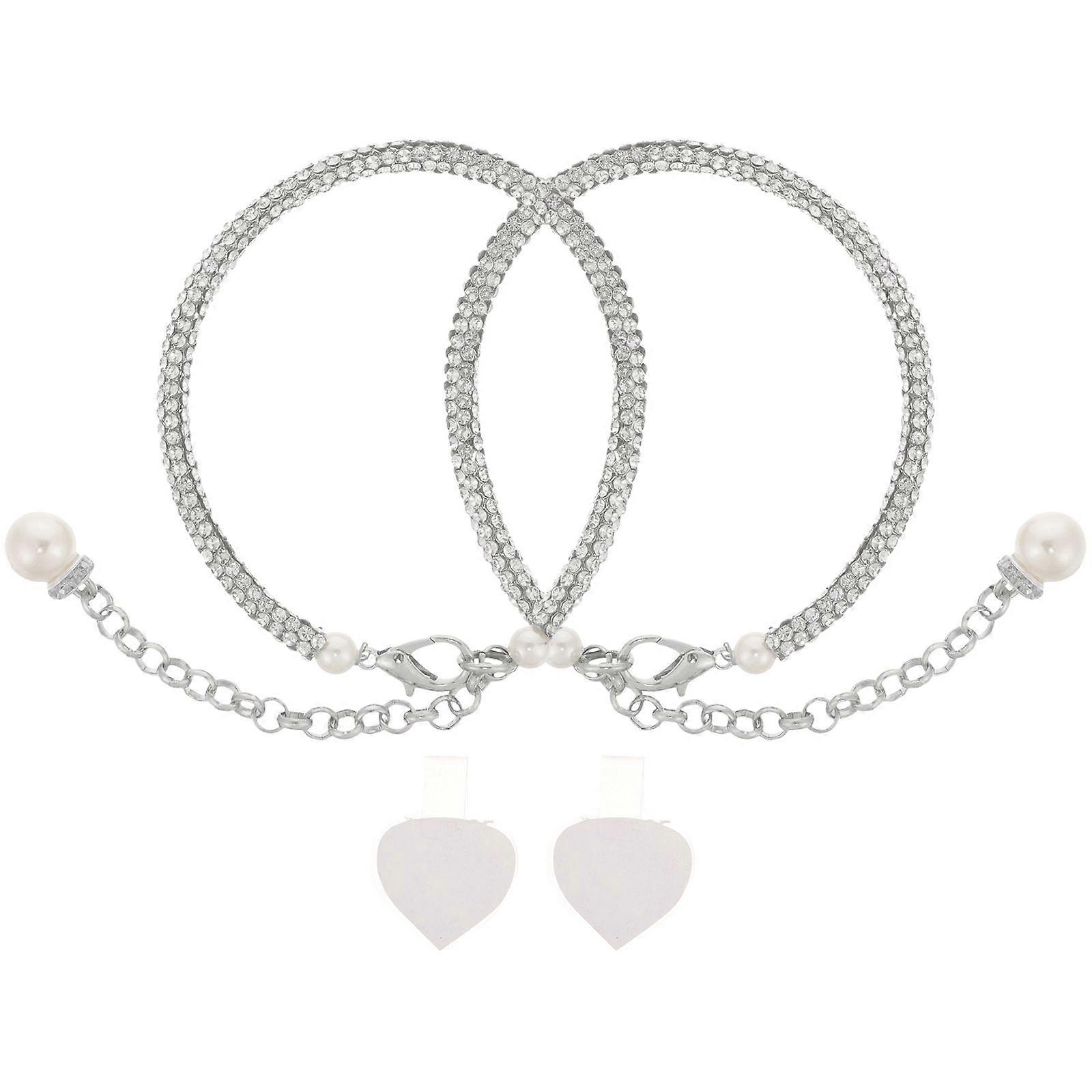 1 Pair Heel Straps Replaceable Heel Shoe Chains Rhinestone Straps High Heel Supplies