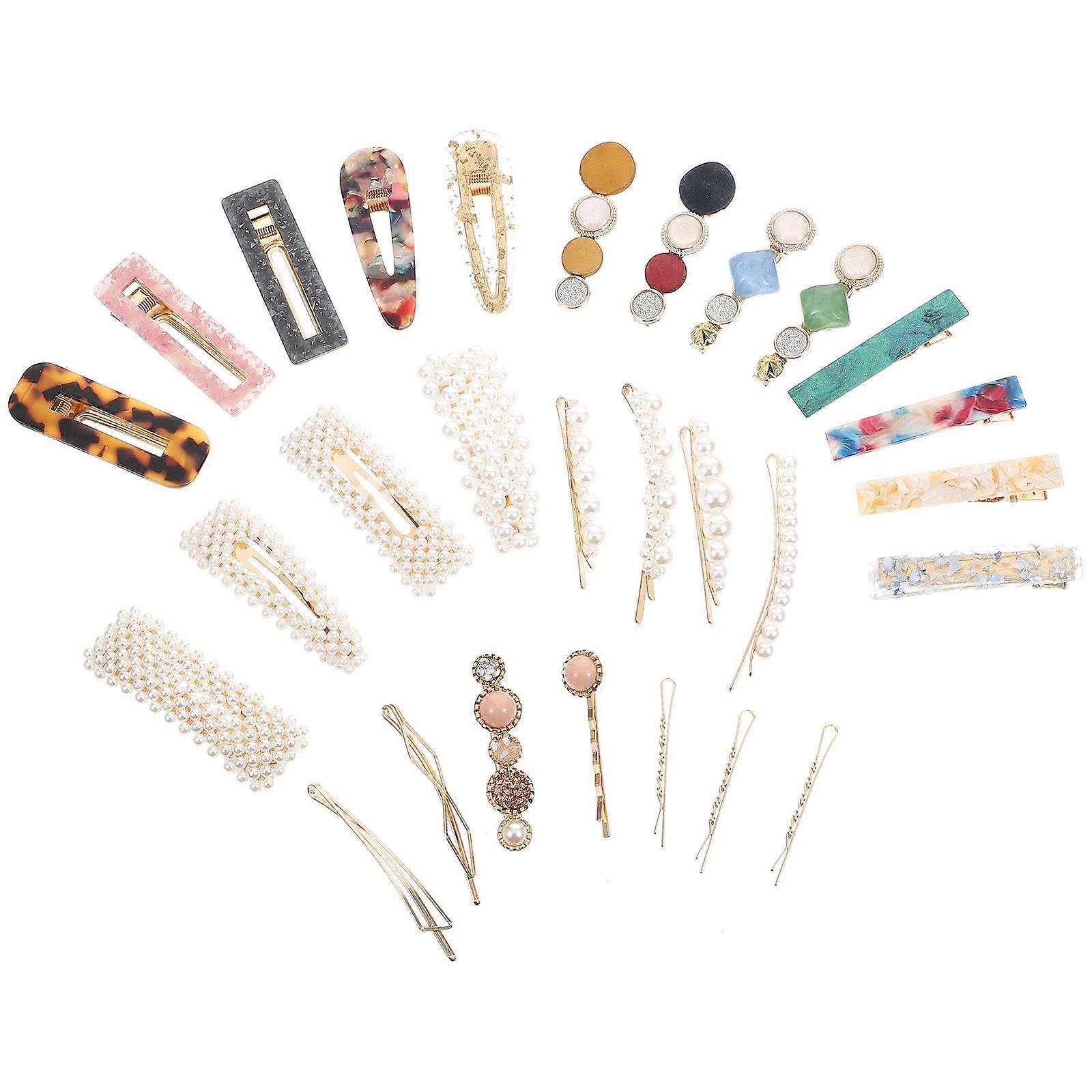 Hair Accessories Pearl Shape Hair Clips For Various Occasions 8x2.5cm Acrylic Material Versatile 28Pcs