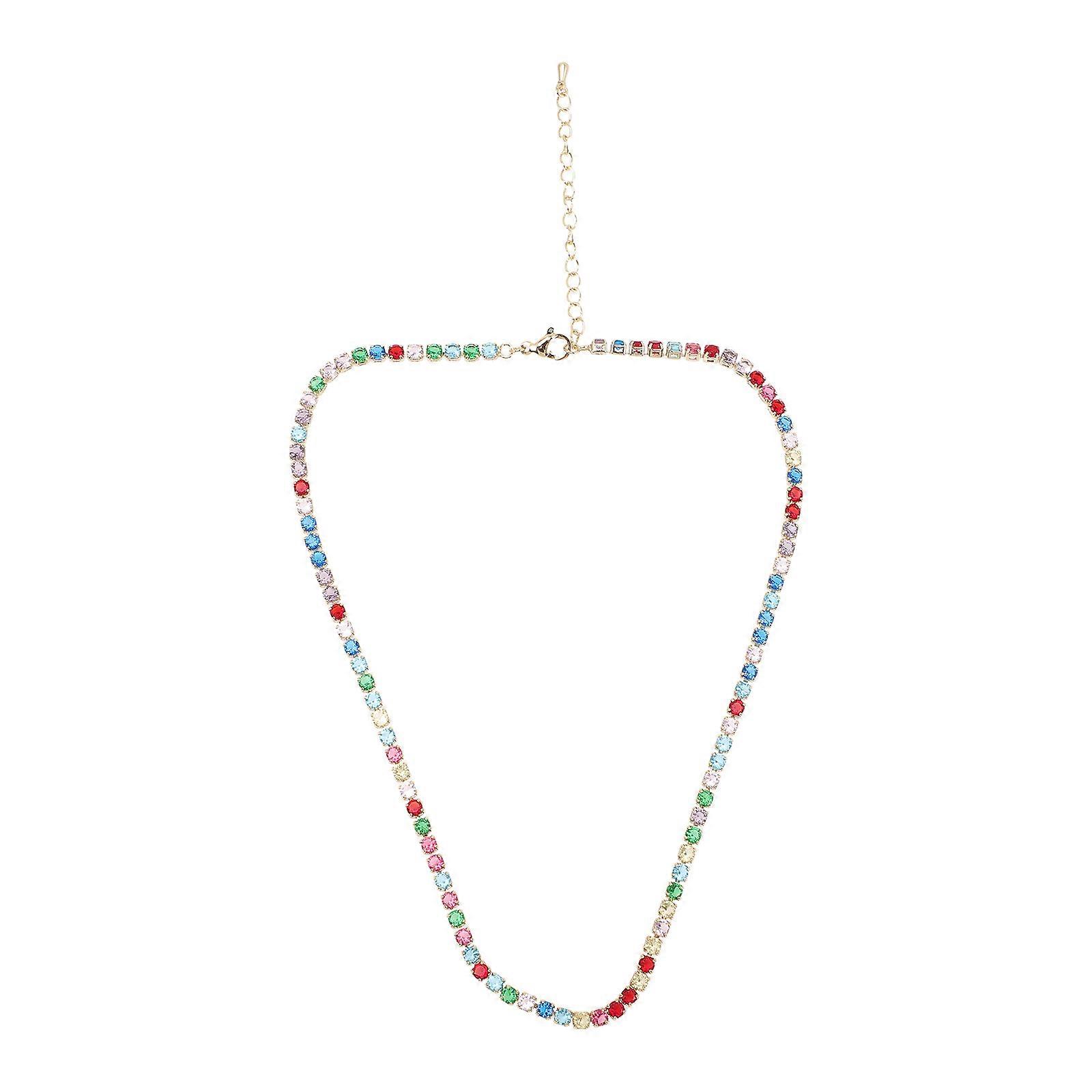 Elegant Zircon Stone Necklace for Women in Multi Color Copper Material Light and Portable 7 Inches