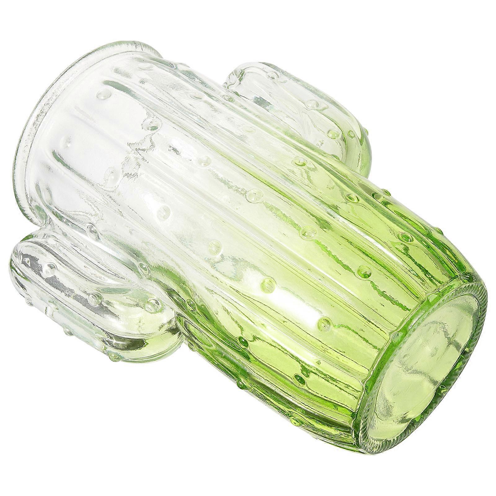 Cactus Shaped Glass Vase Unique Flower Arrangement Home Decoration 16X13X8CM Simple Look Design Hydroponic Planter 1Set