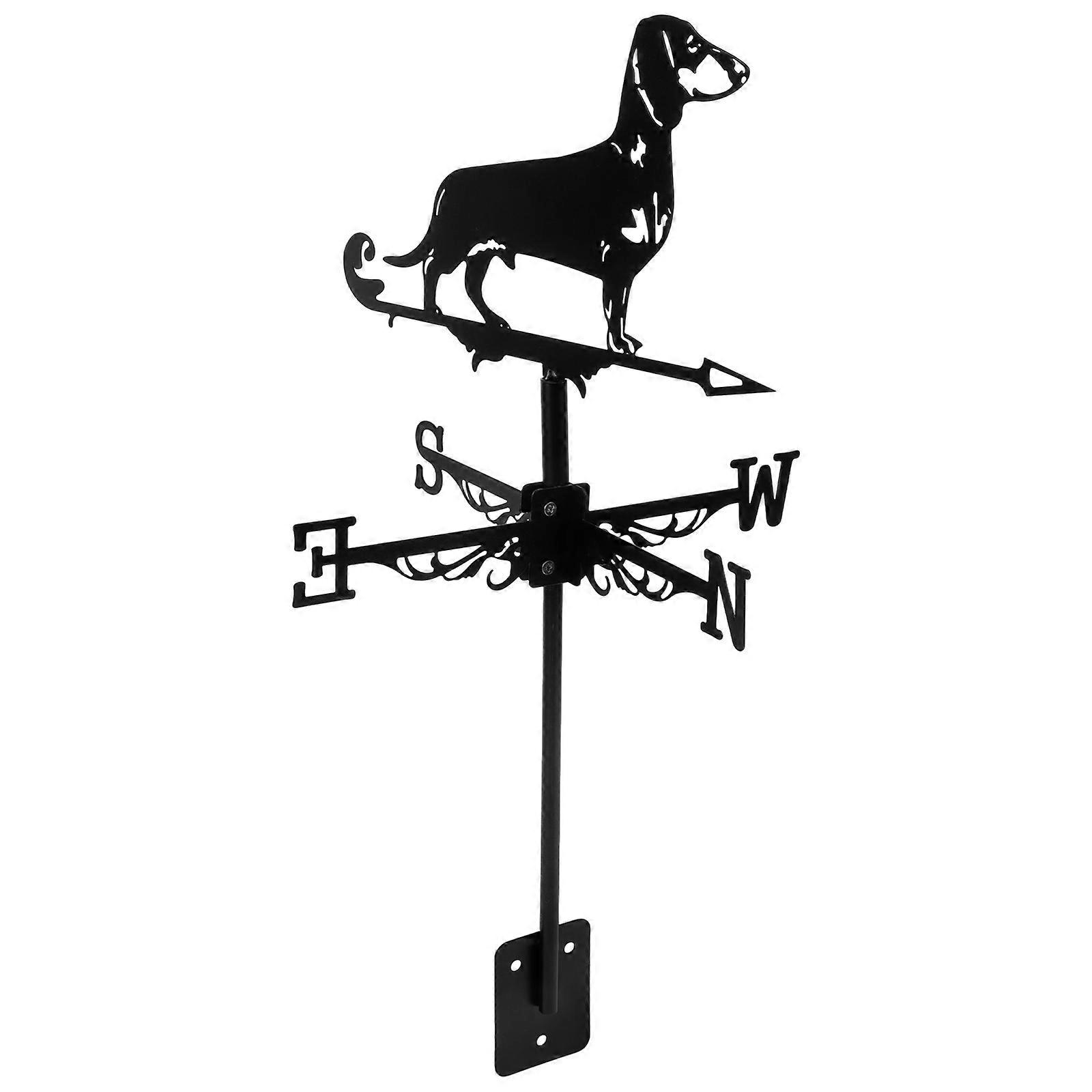Wind Vane Iron Material Wind Direction Indicator for Outdoor Garden Sausage Dog Shaped 1Set