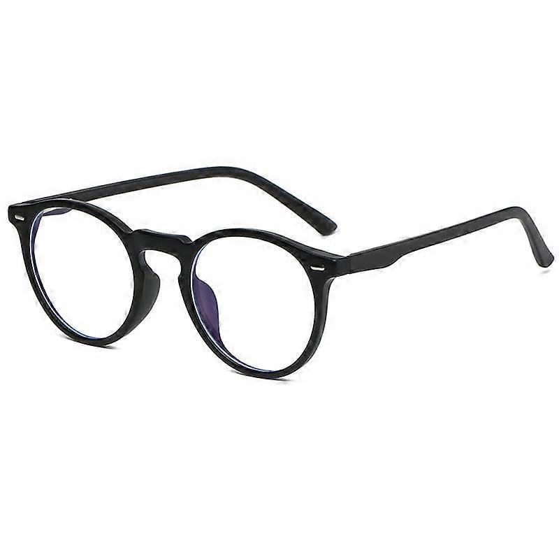 Retro Round Frame Reading Glasses for Women, Vintage Computer Glasses with Blue Light Blocking (Black)