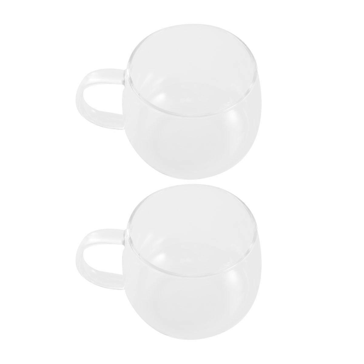 Creative Glass Water Cup Transparent Coffee Mug for Household Users 2Pcs