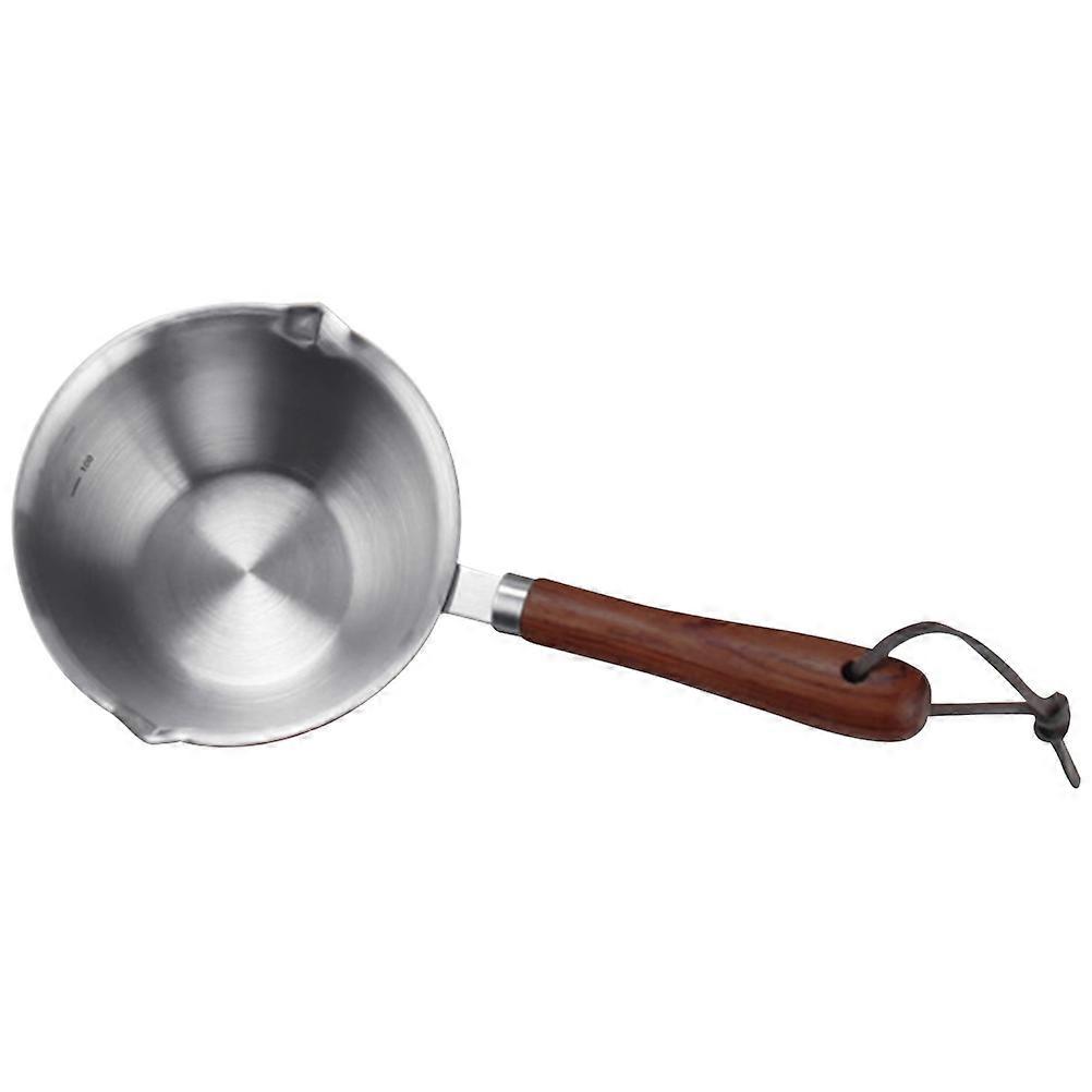 Silver Stainless Steel Melting Pot with Pour Spouts Ergonomic Handle for Kitchen Storage 1.5L