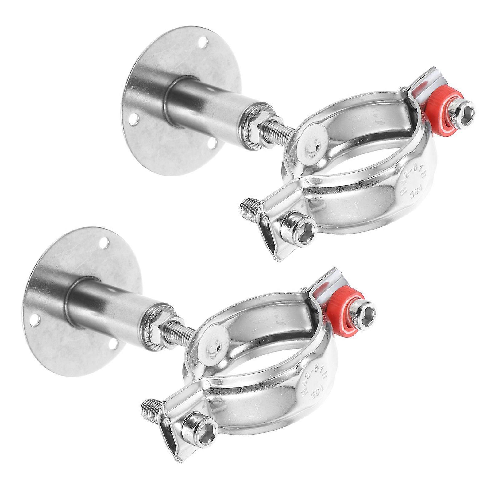 MLINS 2pcs Stainless Steel Wall and Ceiling Mountable Adjustable Pipe Support Bracket Clamp for 48 to 51mm Diameter Tube