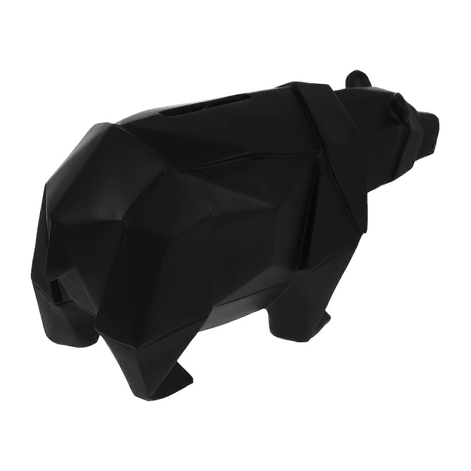 Polar Bear Shaped Saving Pot Resin Crafts Decorative Money Box Desktop Decoration Black Color