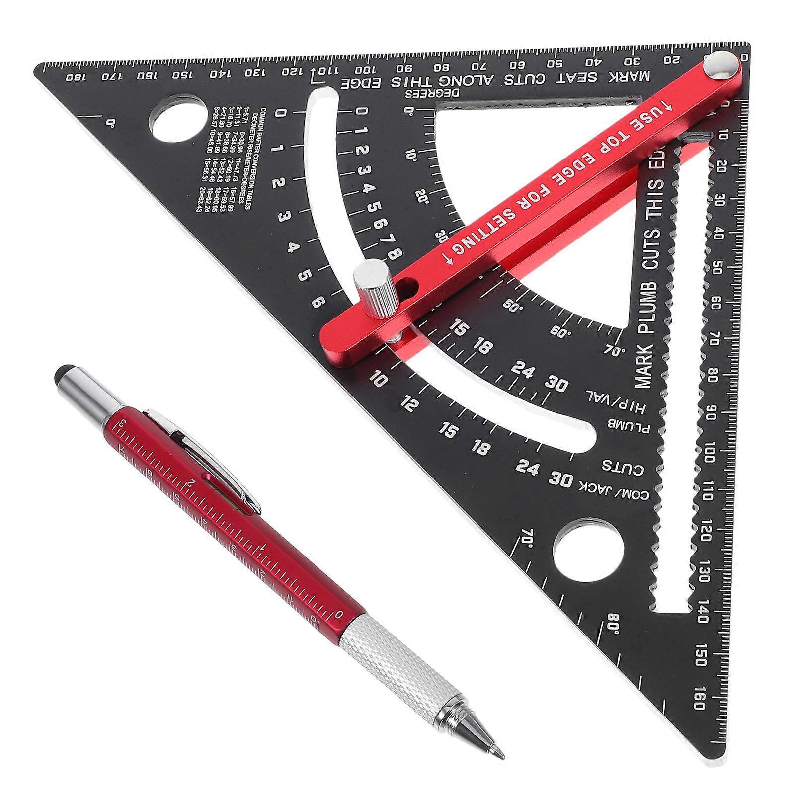 Carpenters Square Tool Multifunctional Triangle Ruler With Marking Gauge Studying Students 1Set