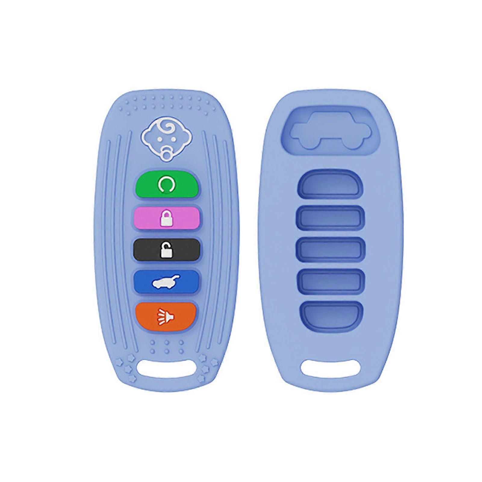 Car Remote Control Teether Silicone Relieve Soreness BPA Free Soft Safety Baby Teething Toy for Toddler Infants Blue 