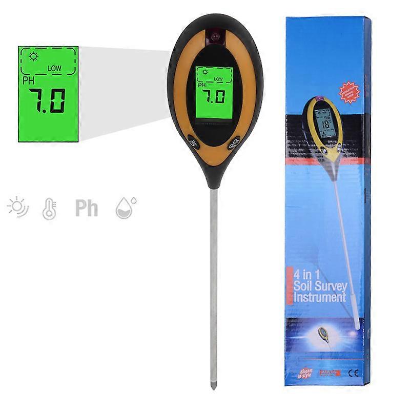 Soil Tester PH Meter Moisture Lighting Temperature Sensor LED Display for Garden English