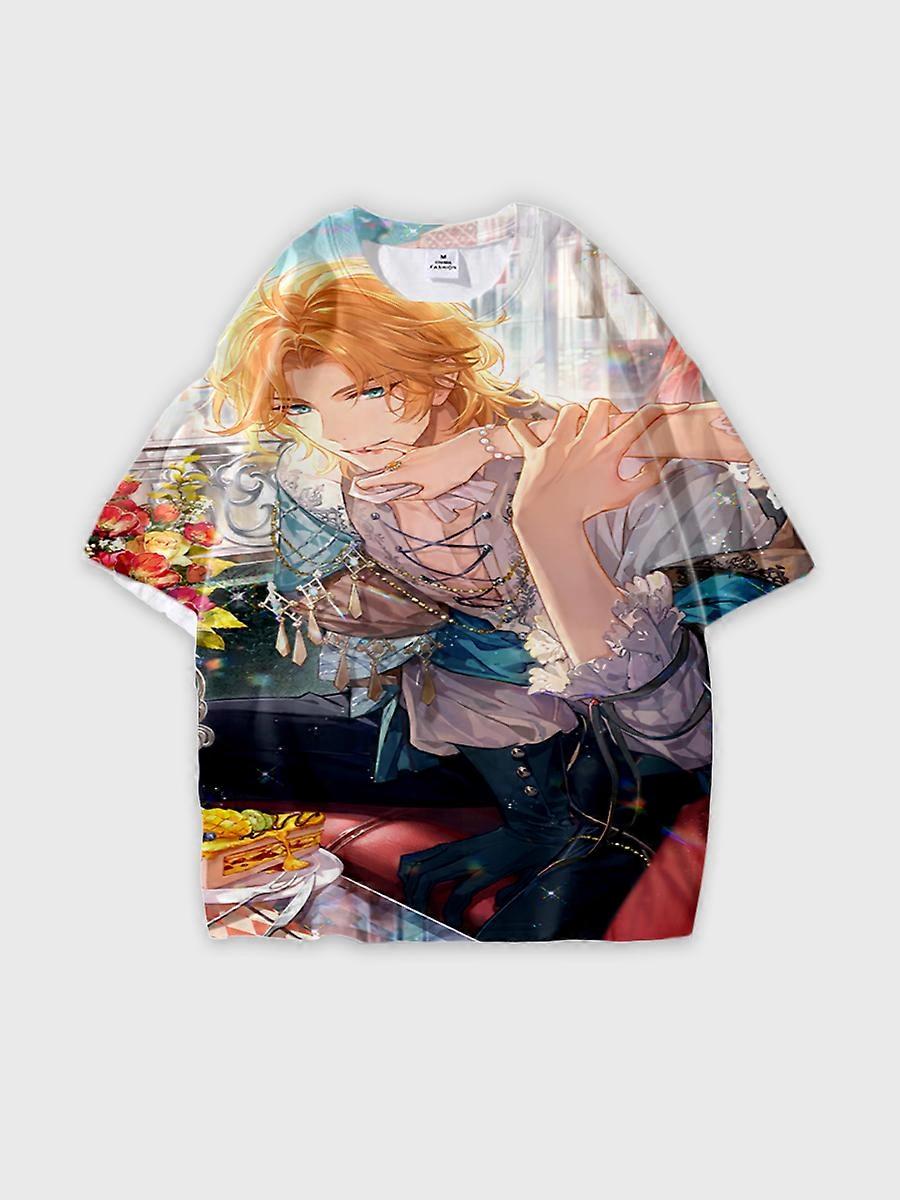 T-shirt round neck Role Pattern loose short sleeve E1196