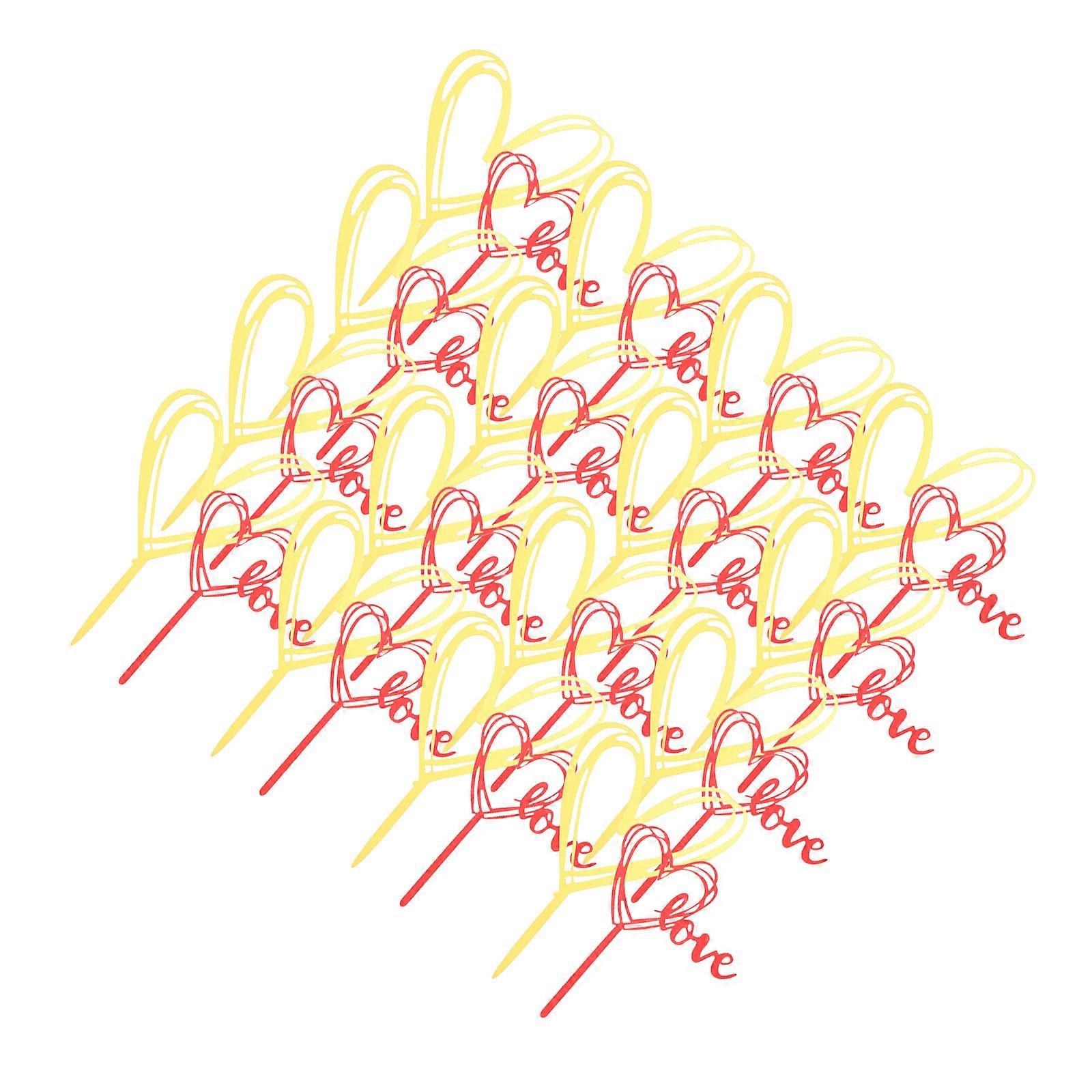 كعكة الديكور صور الدعائم شكل قلب الاكريليك عيد الحب كب كيك أغطية 40 قطعة