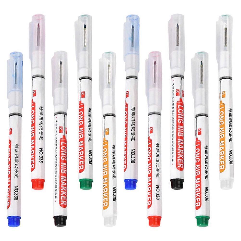 10pcs Deep Hole Marker Pens, Oil Resistant, Quick Drying, Multi Purpose for Carpentry, Construction, and