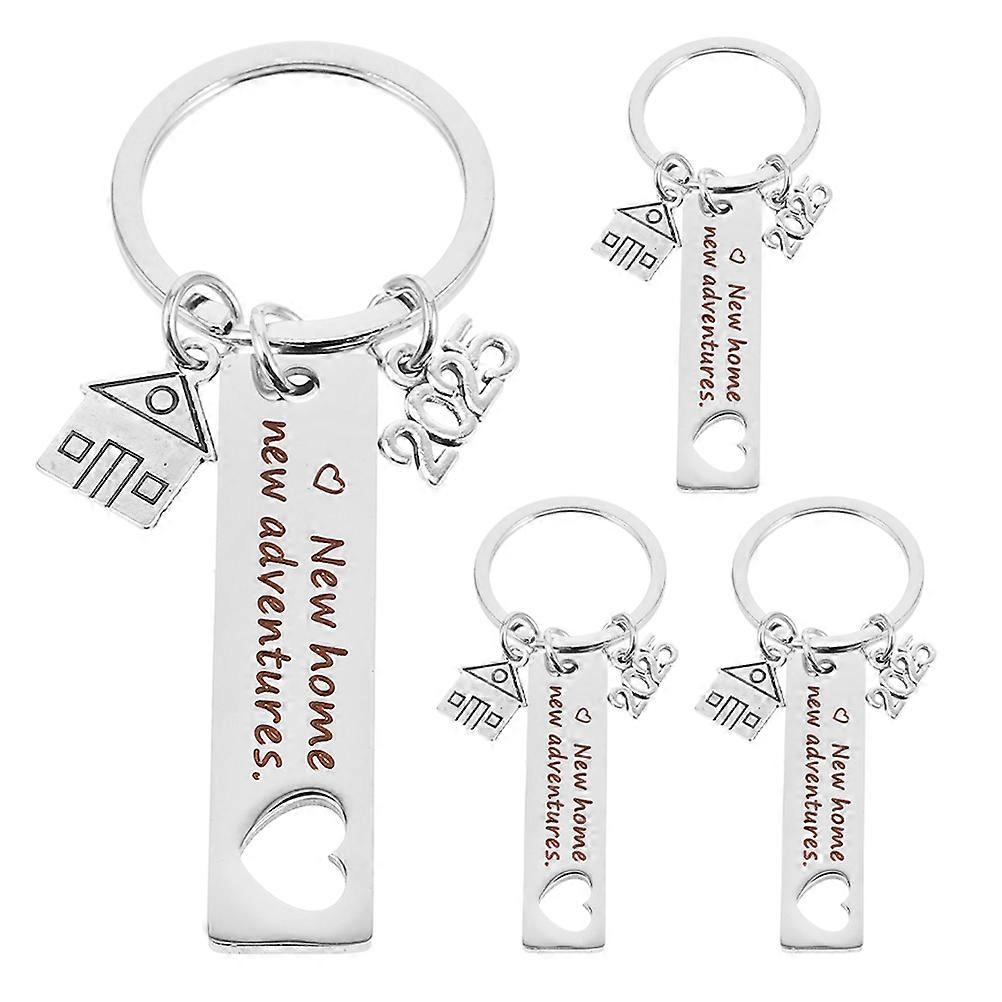 4pcs Stainless Steel Keyring with Smooth Texture Versatile Keychain for Home, Office, and Vehicle Use Creative Gift Accessory