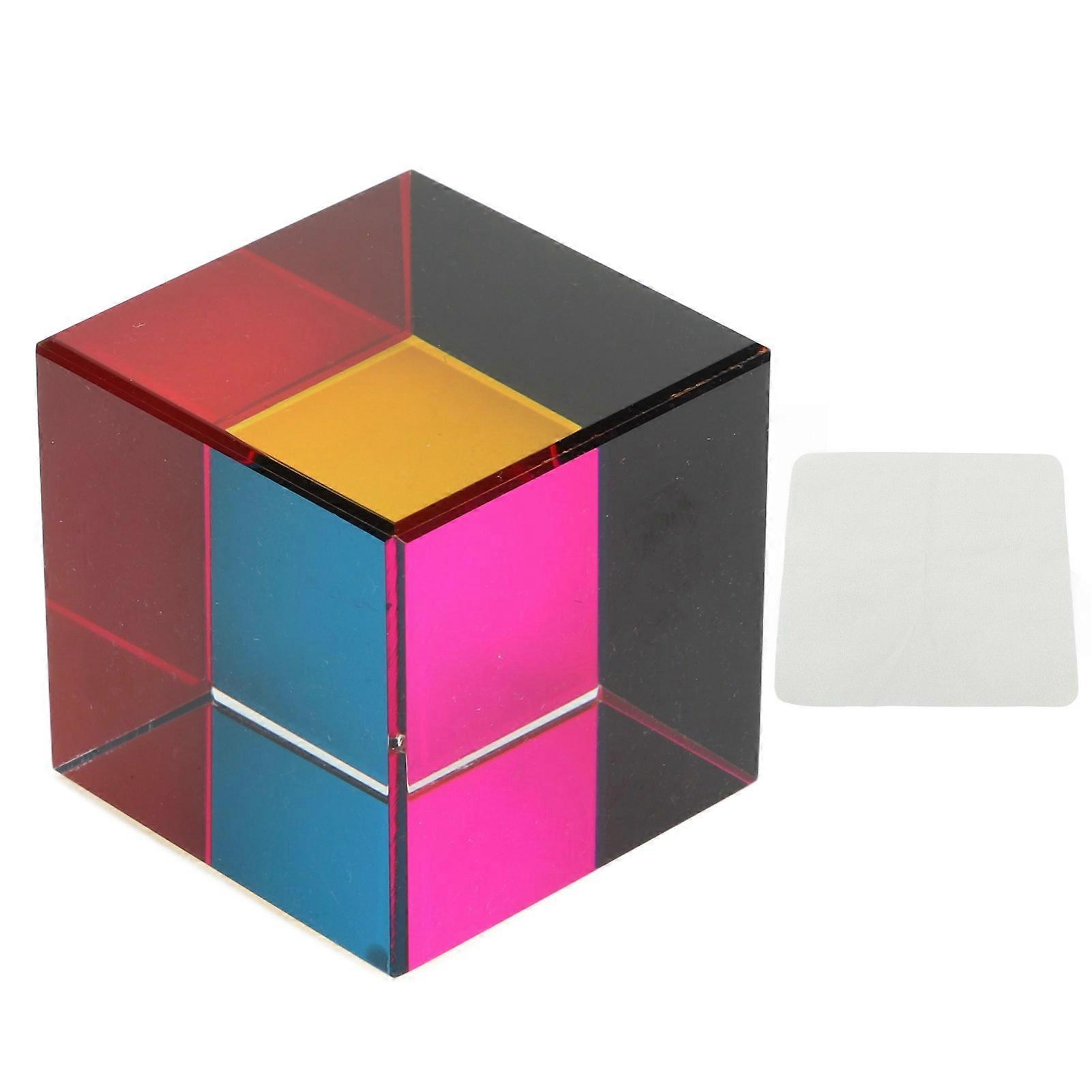 Color Cube Optical 6 Sides Cube Optical Cube Prism for Tabletop Ornaments Educational Toys Physics Toys 40mm