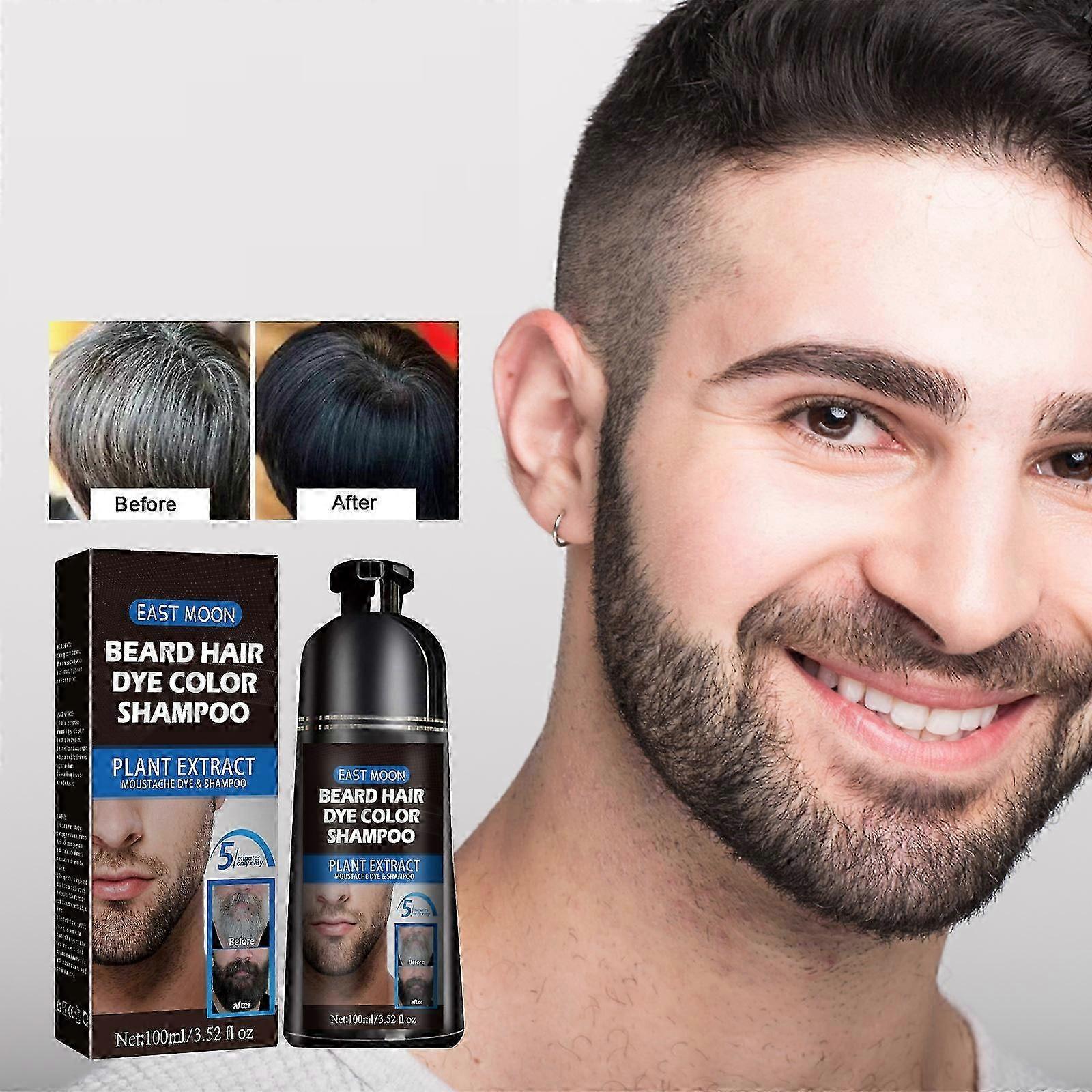 2025 Mens Beard Dye for Men Black in 5 Minutes & Long-Lasting Black Hair Dye for Gray Hair Coverage, Root Touch Up Color for Men Beard & Mustache