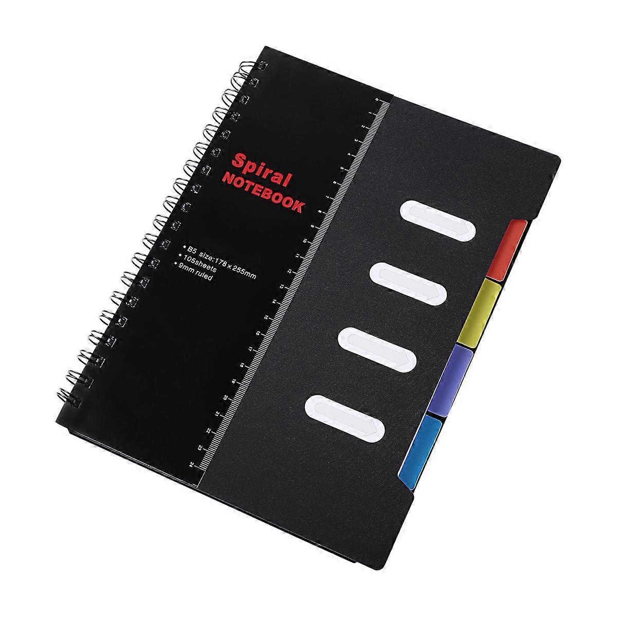 Black Plastic and Paper Pulp Spiral notebook for Taking Notes with MultiColored Pages 1PC