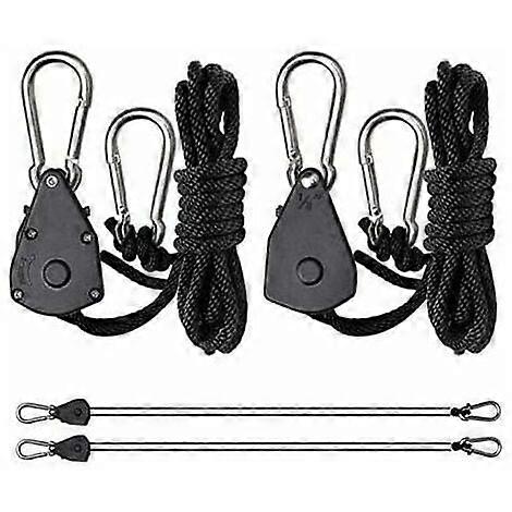 Ratchet Ropes with Hooks for Lamp or Plants, Adjustable Hook Rope (1 Pair)