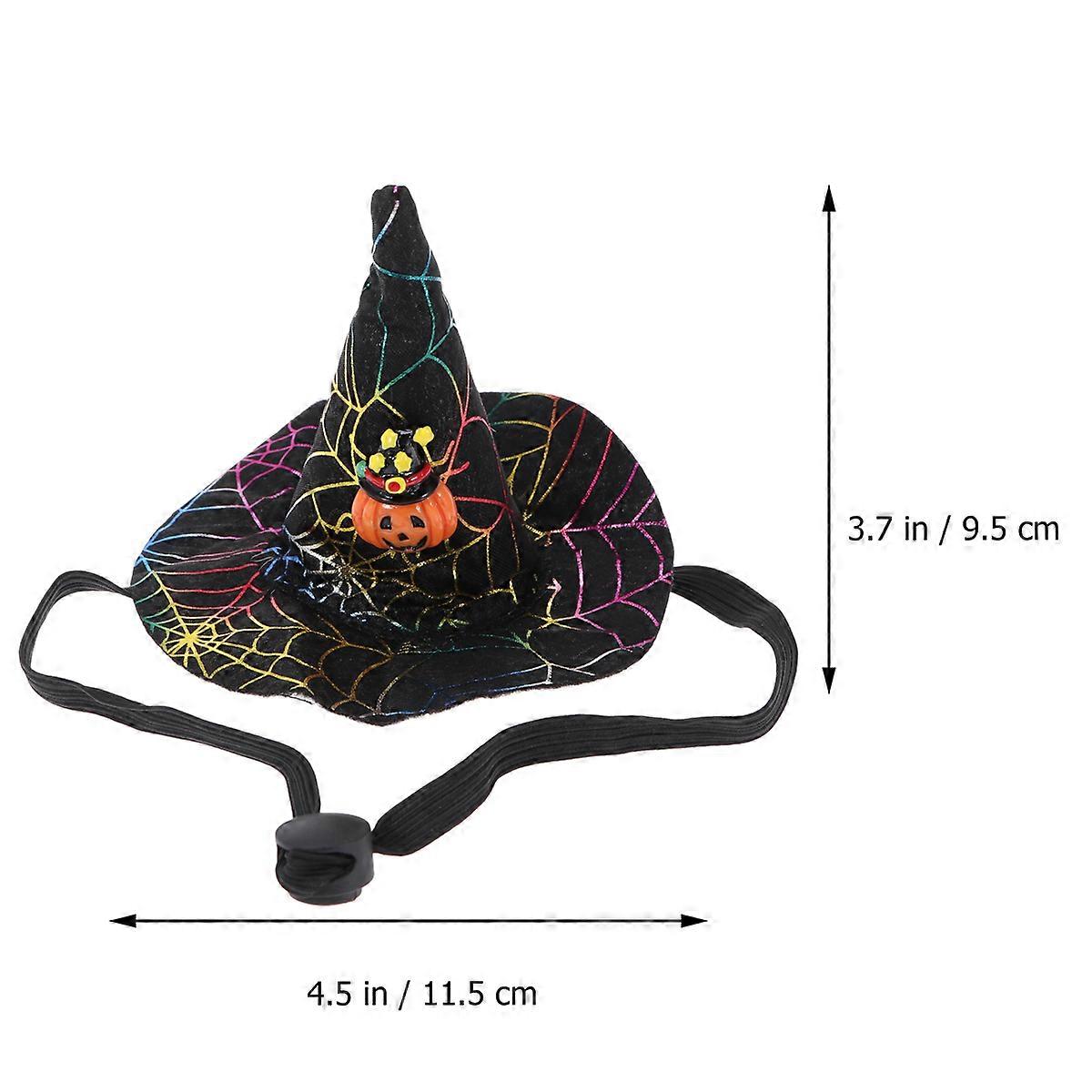مضحك هالوين الساحرة قبعة للقطط الأليفة مع تصميم اليقطين شبكة العنكبوت للمناسبات الاحتفالية 1 مجموعة