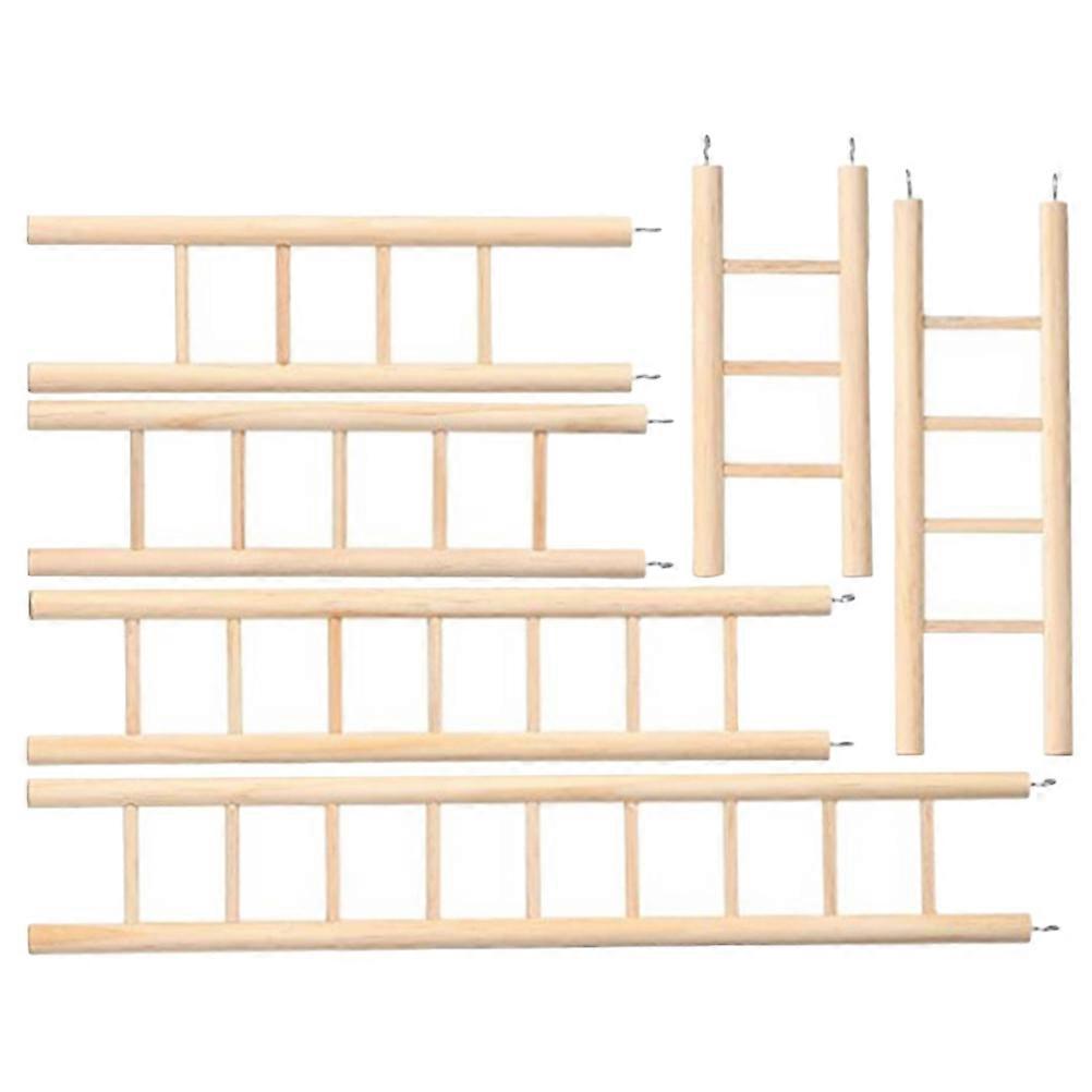 Khaki Wooden Bird Ladder for Parakeets Parrots and Small Birds to Play and Explore 6 Pieces