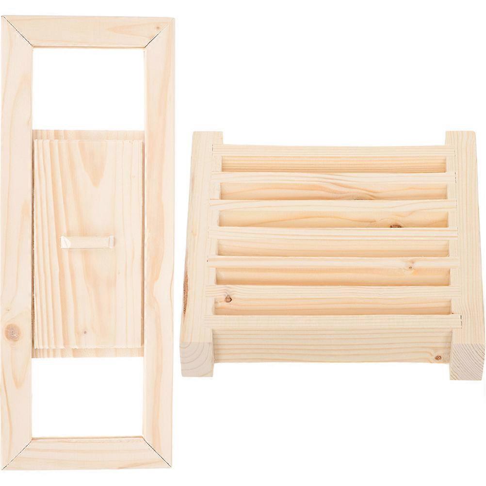 Wooden Sauna Ventilation Panels with Sliding Grille for Decoration Khaki Color 1 Set