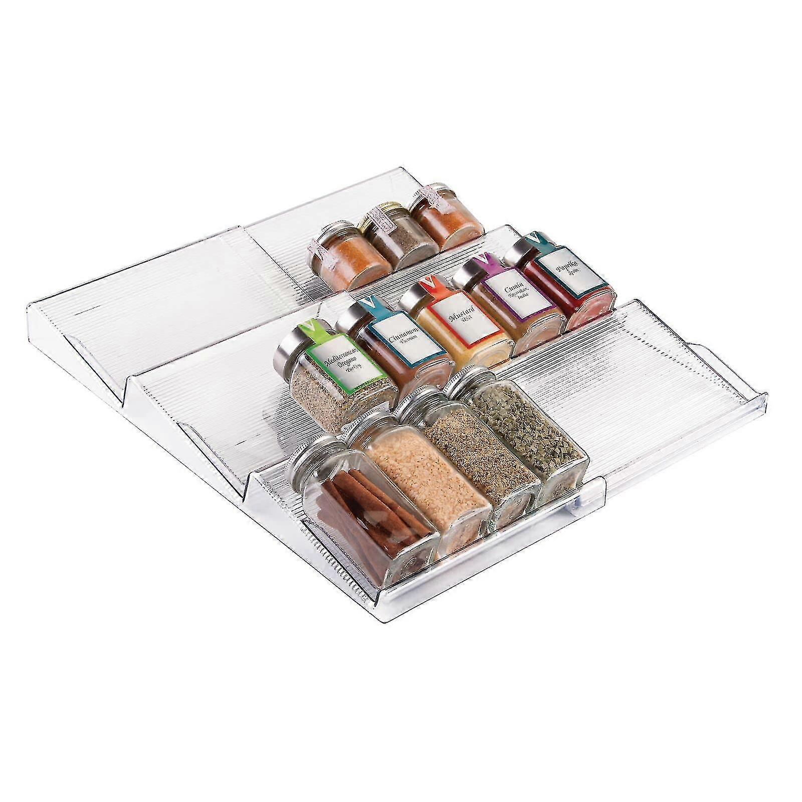 Expandable Plastic Condiment Rack Drawer Organizer