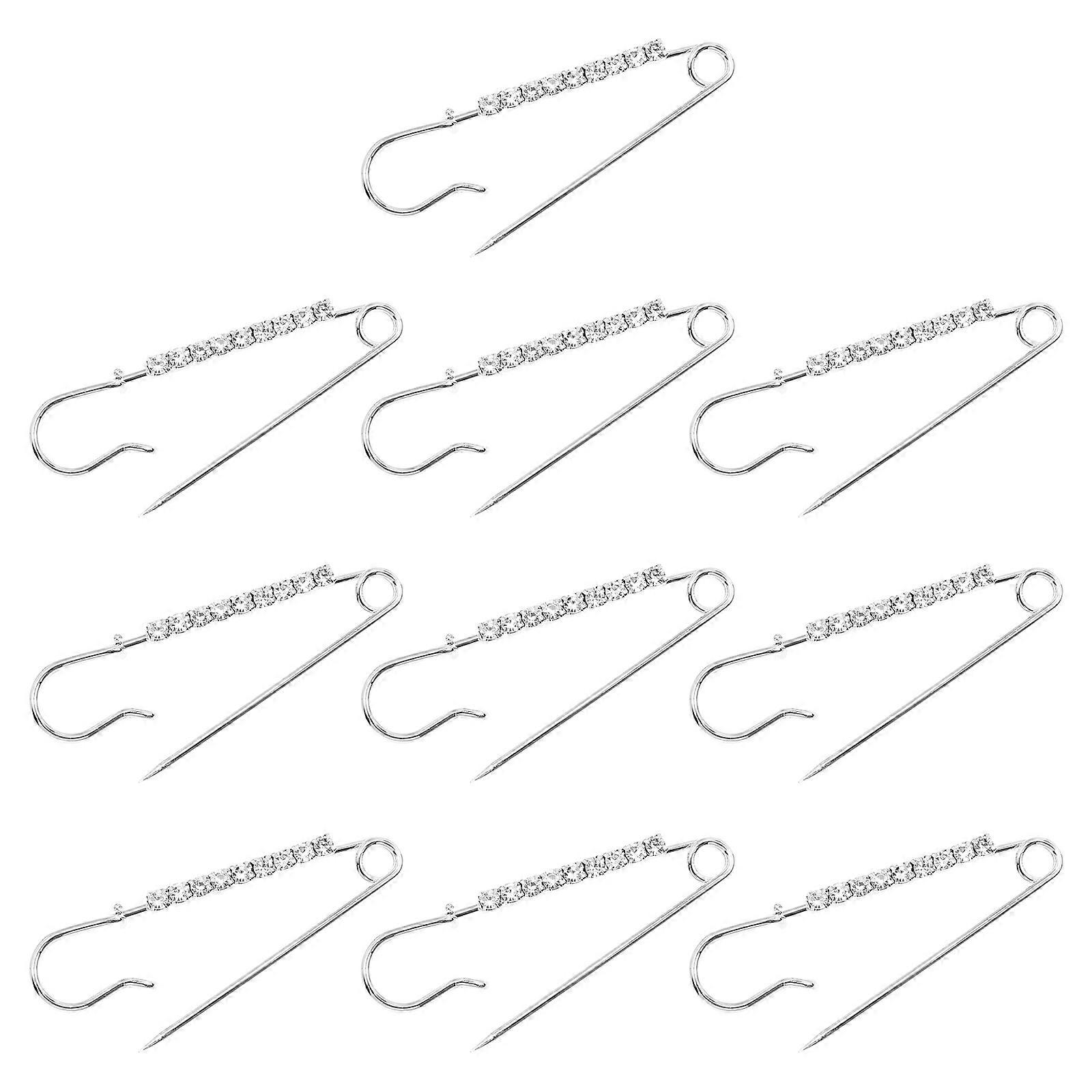 Clothing Accessory Brooch Pin for Decor 10Pcs Silver Pins Set