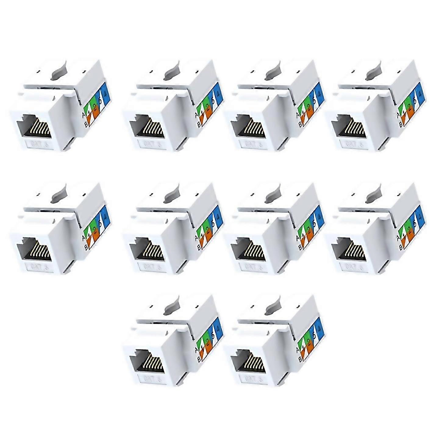 10pcs Cat6 Jack Ethernet Punch Down Connector Wall Adapter 90degree Module Coupler Compatible Ca