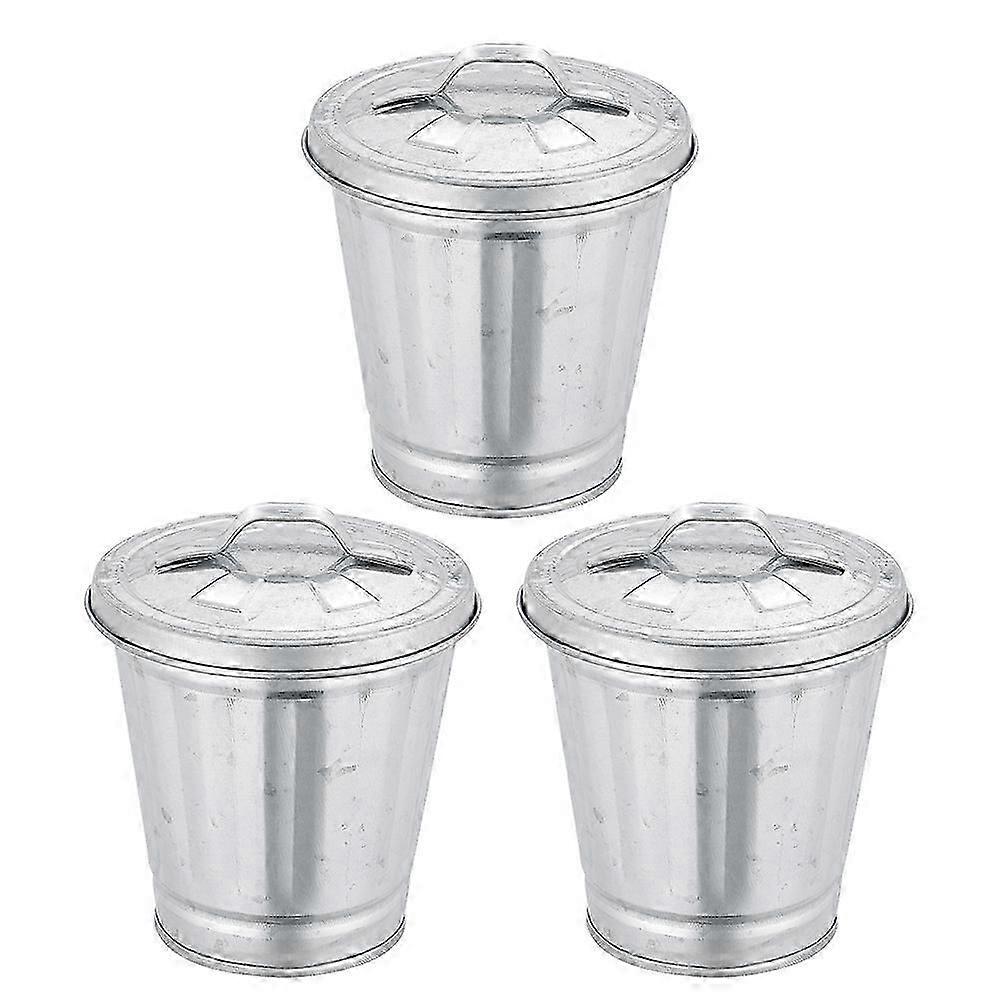 Mini Metal Waste Containers, Efficient Trash Cans with Covers for Small Areas