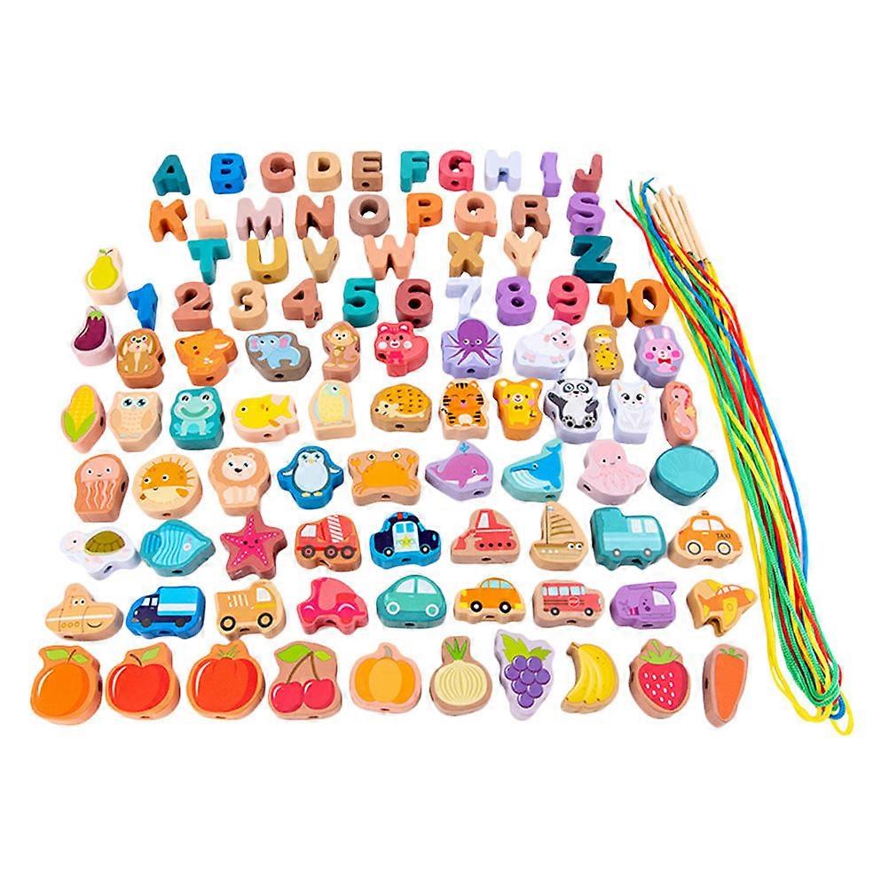 Kids Threading Set Lacing Beads Toy For Children Assorted Color Animal Recognition 1 Set