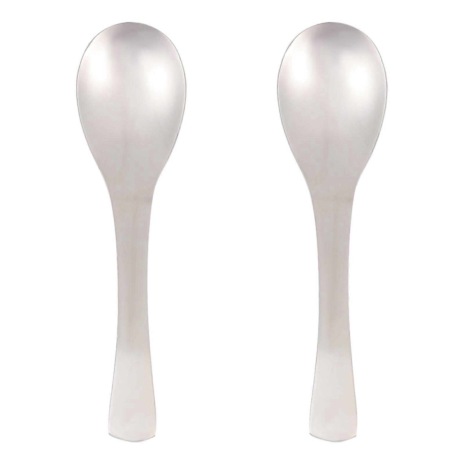 Stainless Steel Spoons with Comfortable Handles for Home Use Silver Color 2 Pieces