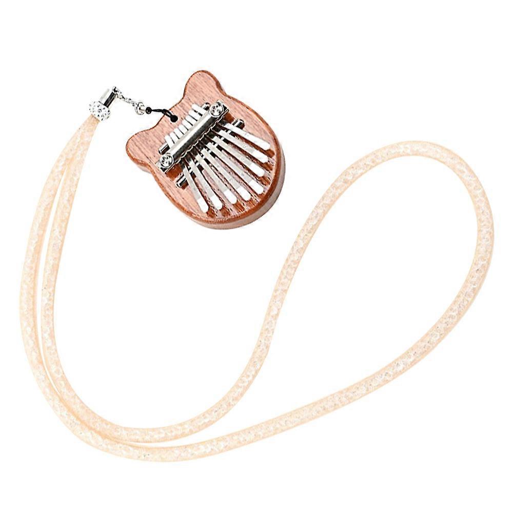 Portable Mini Kalimba Thumb Piano Toy with Lanyard for Beginners Light Brown Wood 7 Inch