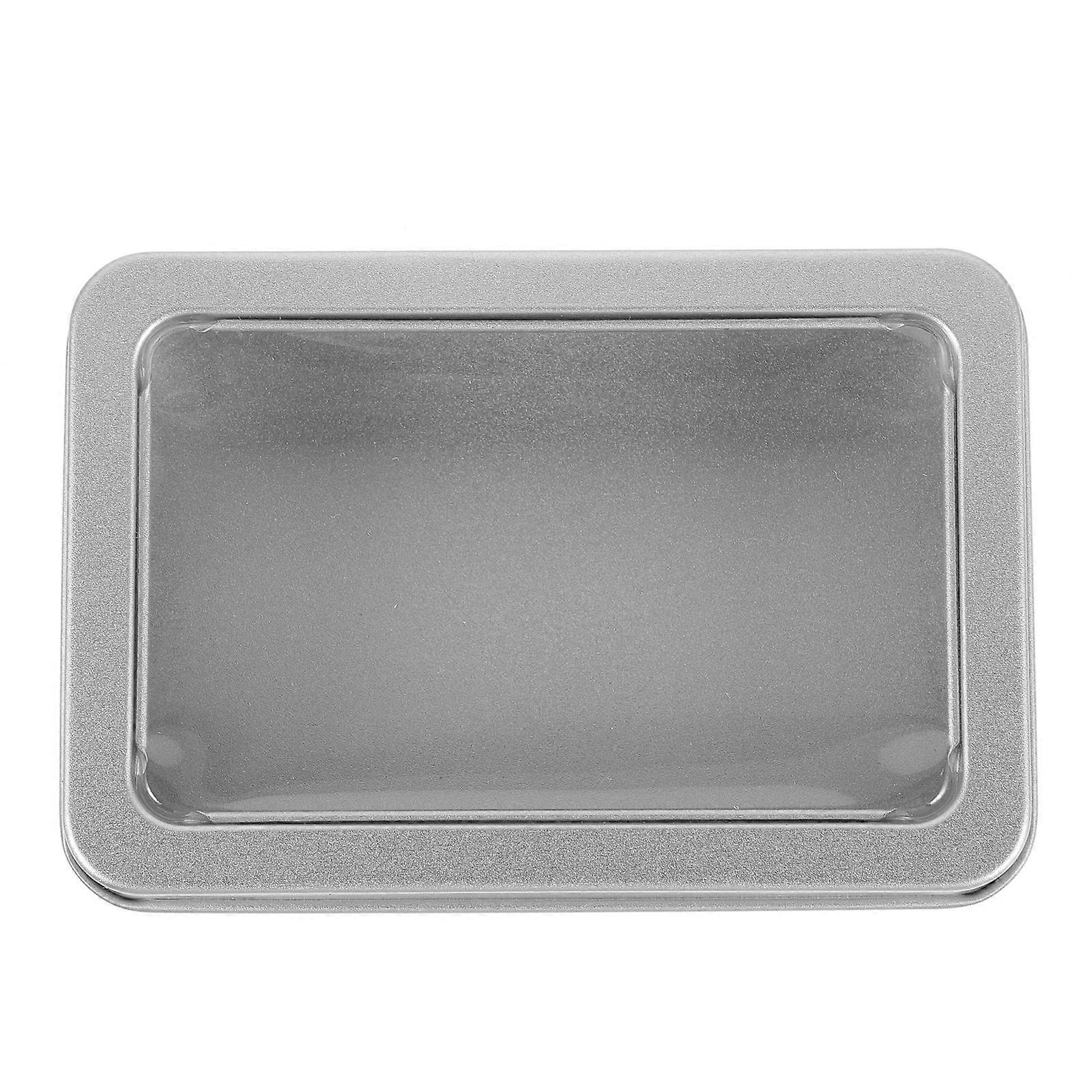 Portable Silver Metal Box with Clear Window Lid for Small Item Storage Rectangle Shape Safe and Sturdy 6.3 x 4.3 x 2.8 inches