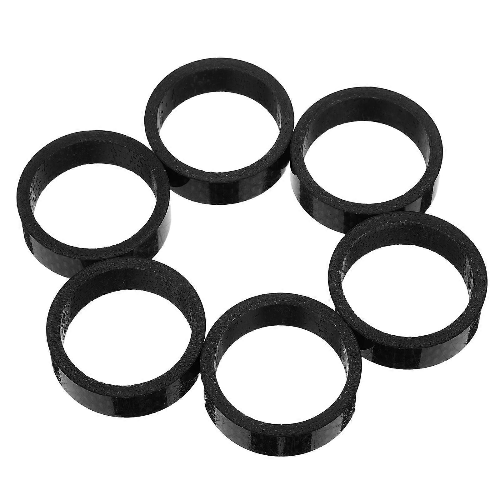 6pcs Carbon Fiber Bike Stem Spacers Threadless Front Fork Washers Lightweight Precision Fit for Mountain Road Bicycles Compatible