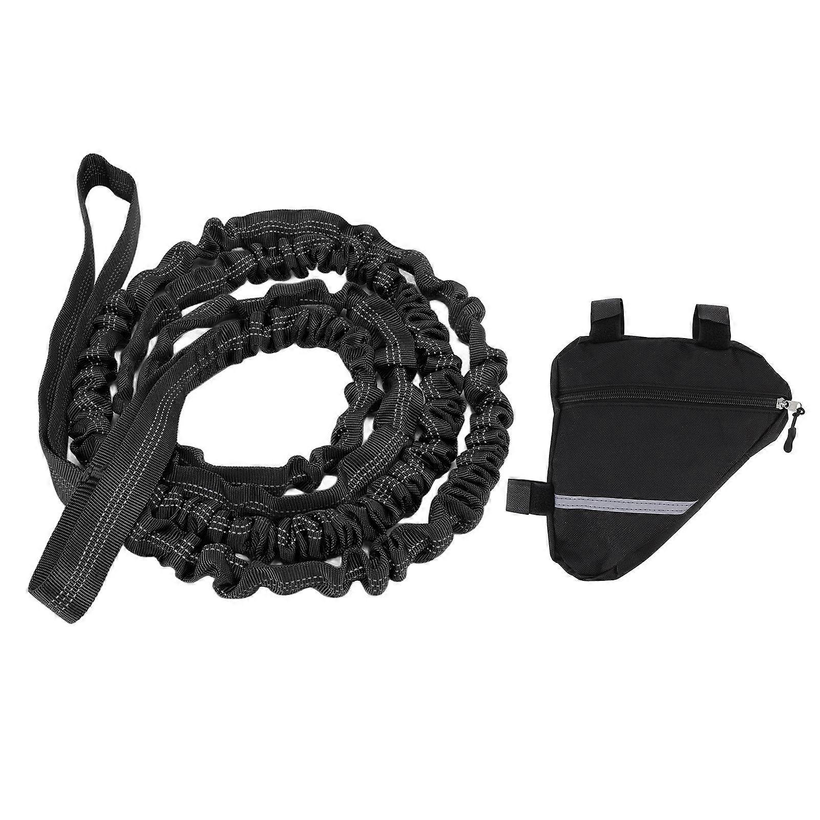 الدراجة سحب بار نايلون المواد تصميم مطاطي طول طبيعي 2.7 متر حبل سحب الدراجة المحمولة للجري المشي الأسود