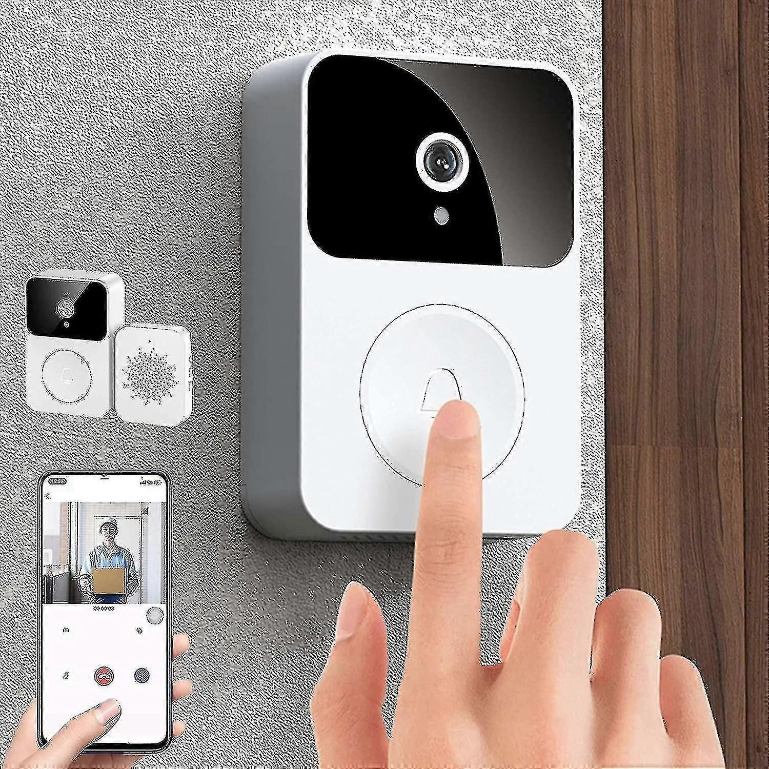 Smart Video Ring Doorbell Home Intercom Smart Wireless Remote Control Video Doorbell Hd Night Vision Wifi Charging Antitheft Doorbell Twoway(kui)