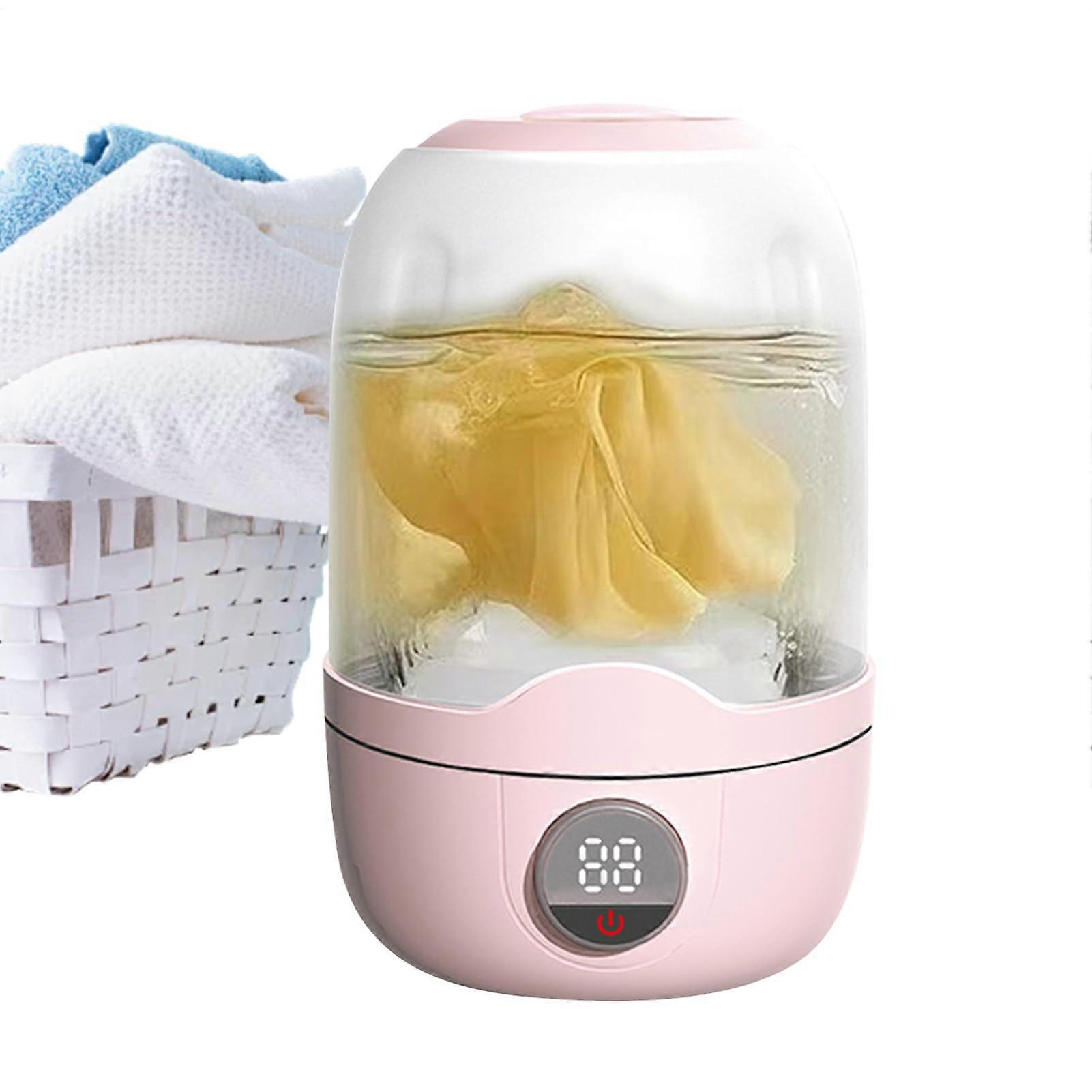Small Travel Washing Machines - Foldable Mini Camping Washing Machine with Rechargeable Laundry Cleaner in Pink for Dorm Rooms and Small Spaces