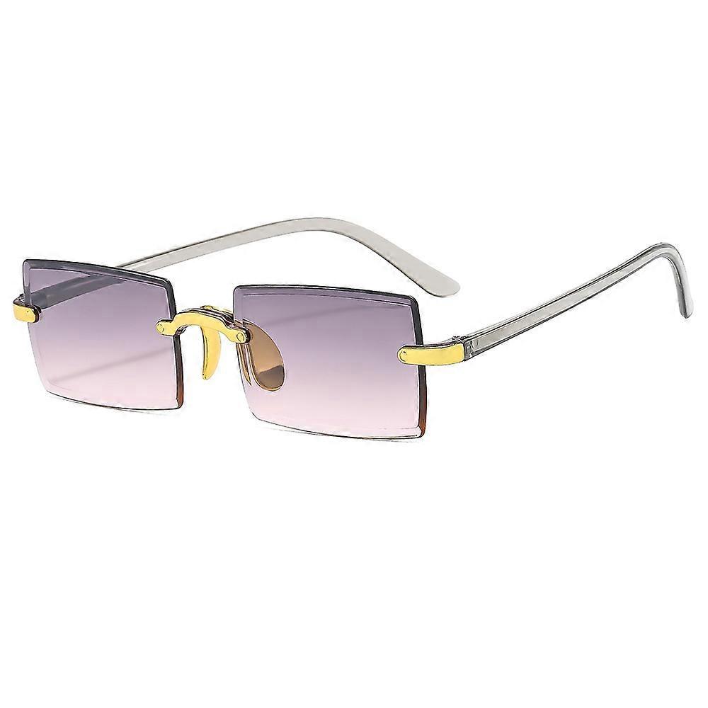 Square frameless连体 sunglasses, edge-cut design, anti-UV380, None, Sunglasses for daily wear