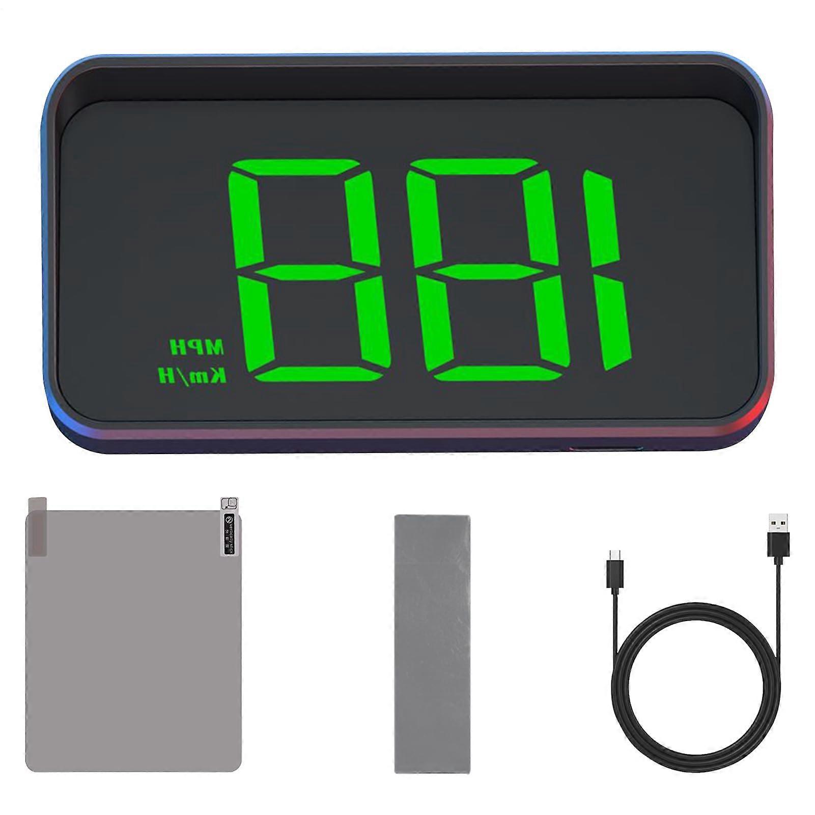 Heads Up Display For Cars Windshield, Large Adjustable Speedometer Projector, Portable Dashboard Gauge, Safe Driving White