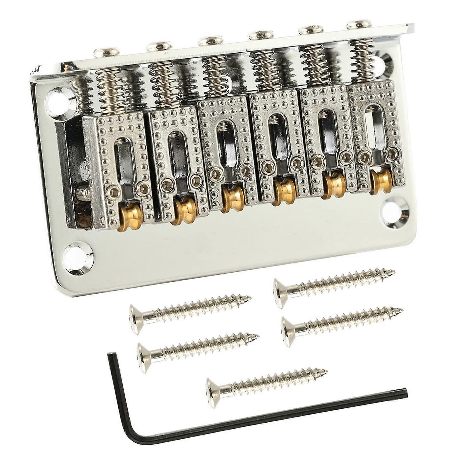 78 mm Bass Guitar Bridge Hardtail Top Load Saitenhalter with L-Wrench and Screws Silver for 6-String Models